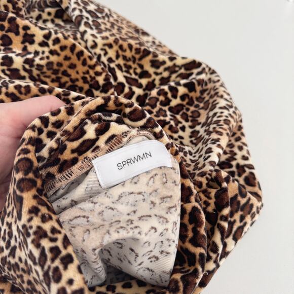SPRWMN Leopard Print Velvet Long Sleeve High Neck Covet Mini Dress Size S - Picture 7 of 8